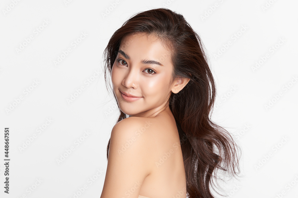 Beautiful young asian woman with clean fresh skin on white background, Face care, Facial treatment, Cosmetology, beauty and spa, Asian women portrait. Beautiful young asian woman with clean fresh skin on white background, Face care, Facial treatment, Cosmetology, beauty and spa, Asian women portrait.