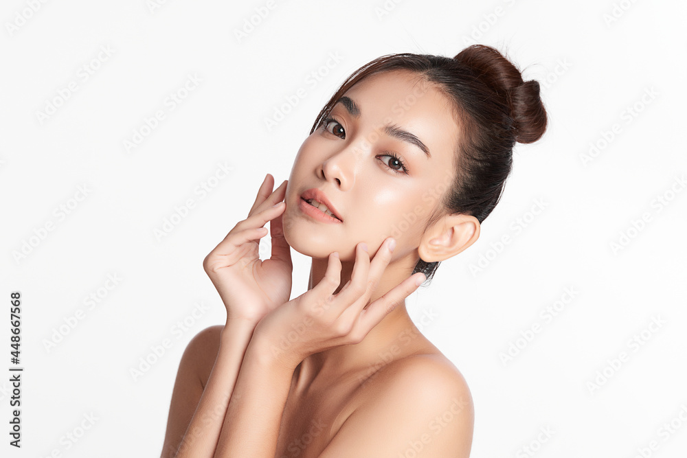 Beautiful young asian woman with clean fresh skin on white background, Face care, Facial treatment, Cosmetology, beauty and spa, Asian women portrait. Beautiful young asian woman with clean fresh skin on white background, Face care, Facial treatment, Cosmetology, beauty and spa, Asian women portrait.