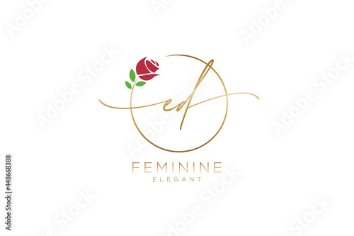 initial ED Feminine logo beauty monogram and elegant logo design, handwriting logo of initial signature, wedding, fashion, floral and botanical with creative template.