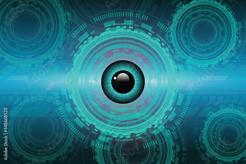 Turquoise  eye cyber circuit future technology circle concept background. vector illustration