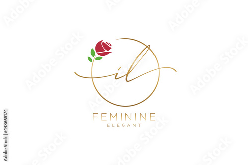initial IL Feminine logo beauty monogram and elegant logo design, handwriting logo of initial signature, wedding, fashion, floral and botanical with creative template. photo
