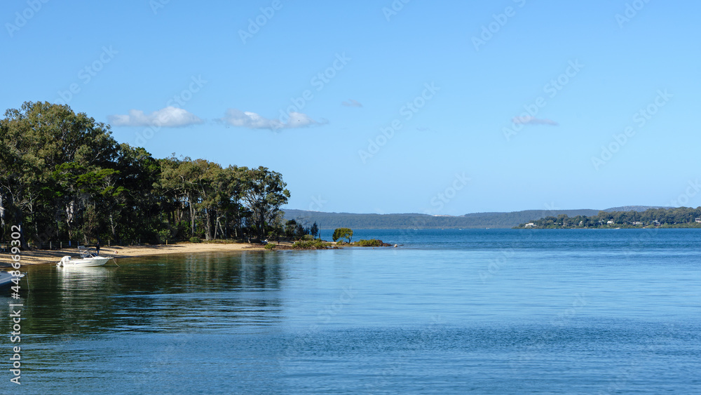 View from the jetty on Coochiemudlo Island across the bay to Macleay Island and Stradbroke Island in the distance.