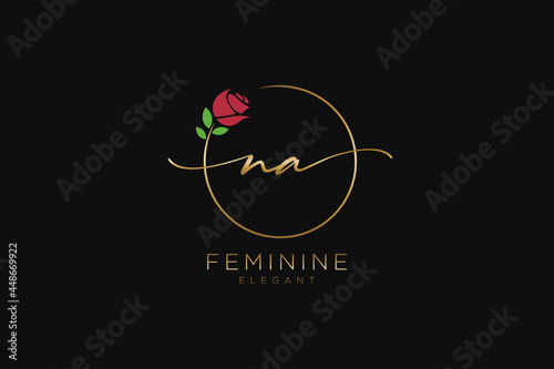 initial NA Feminine logo beauty monogram and elegant logo design, handwriting logo of initial signature, wedding, fashion, floral and botanical with creative template. photo