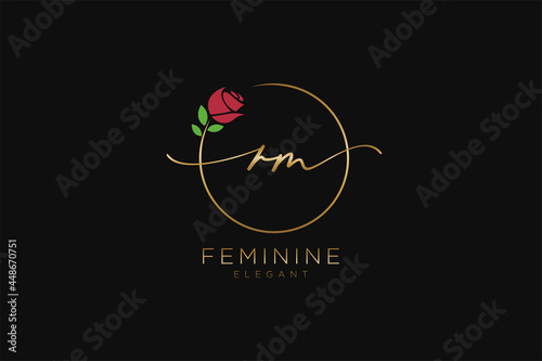 initial RM Feminine logo beauty monogram and elegant logo design, handwriting logo of initial signature, wedding, fashion, floral and botanical with creative template. photo