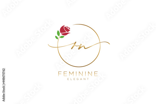 initial RN Feminine logo beauty monogram and elegant logo design, handwriting logo of initial signature, wedding, fashion, floral and botanical with creative template. photo