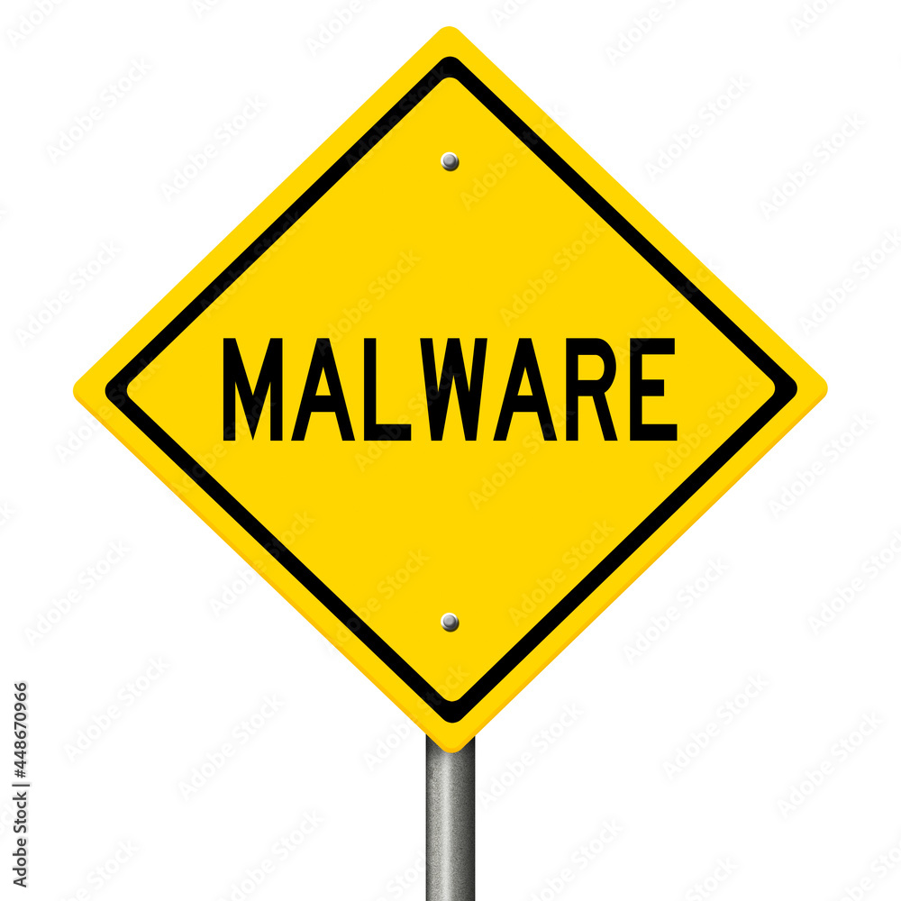 Rendering of a yellow highway sign illustrating a computer warning Rendering of a yellow highway sign illustrating a computer warning