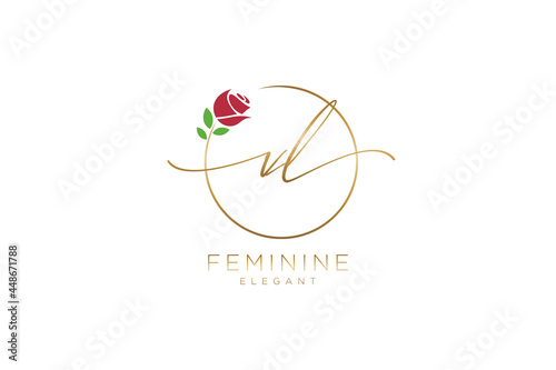 initial VL Feminine logo beauty monogram and elegant logo design, handwriting logo of initial signature, wedding, fashion, floral and botanical with creative template. photo