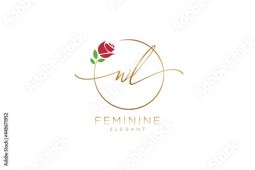 initial WL Feminine logo beauty monogram and elegant logo design, handwriting logo of initial signature, wedding, fashion, floral and botanical with creative template. photo