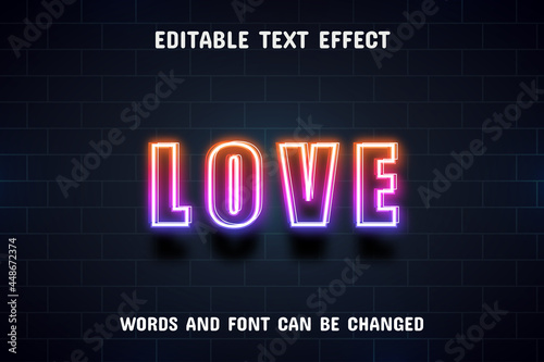 Love text - neon text effect editable