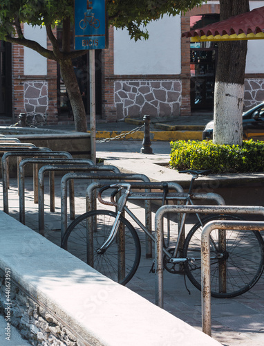 Bicycle stops in the Center of Metepec, State of Mexico.