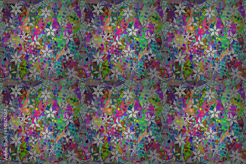 Photos Seamless pattern with interesting doodles on colorfil background