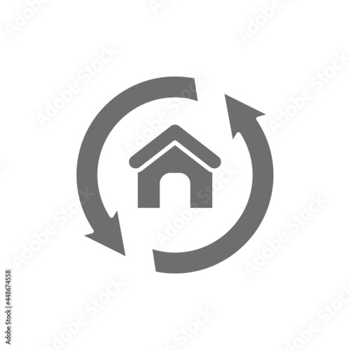 House remodeling, redevelopment, repair home grey icon.