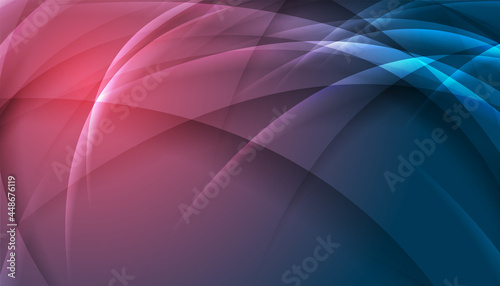 Blue pink glowing shiny waves abstract background. Vector design