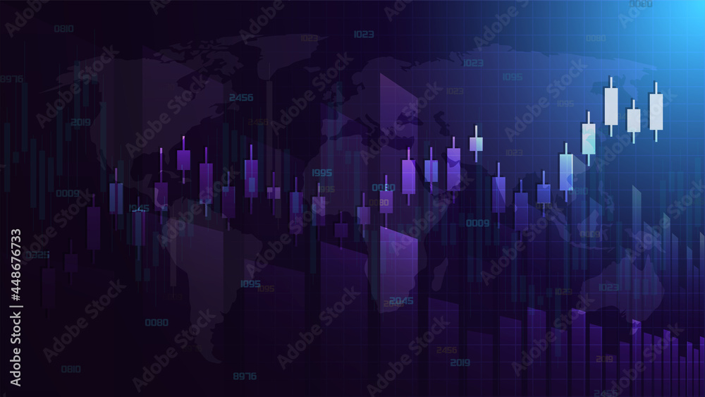 Illustration of trading chart background. 