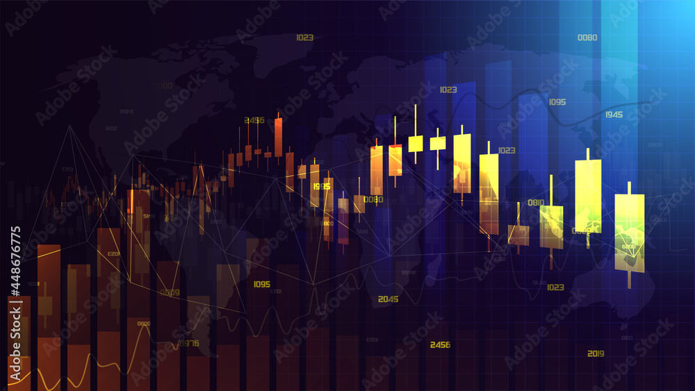 Bar chart in digital trading market. 