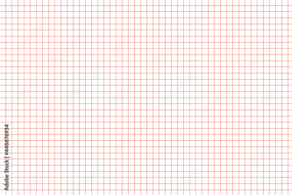 Abstract blank red color graph paper on white background. Horizontal seamless square grid line with a small gap pattern. Geometric pattern for measurement, education, school, and engineering concept Abstract blank red color graph paper on white background. Horizontal seamless square grid line with a small gap pattern. Geometric pattern for measurement, education, school, and engineering concept