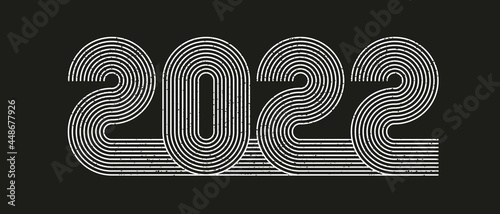 Wallpaper Mural 2022 line art design. Retro, 70s style numbers. Torontodigital.ca