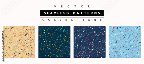 Set of vector seamless terrazzo texture patterns
