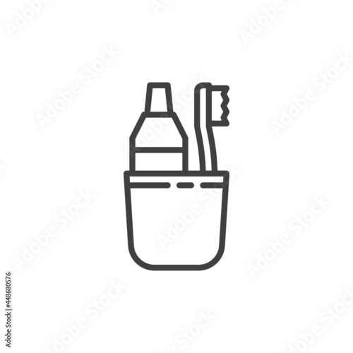Toothbrush and toothpaste line icon