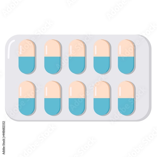 Vector illustration of pill medicine in the package, suitable for advertising medicinal products