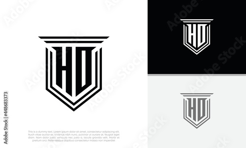 Initials HD. HO logo design. Luxury shield letter logo design.