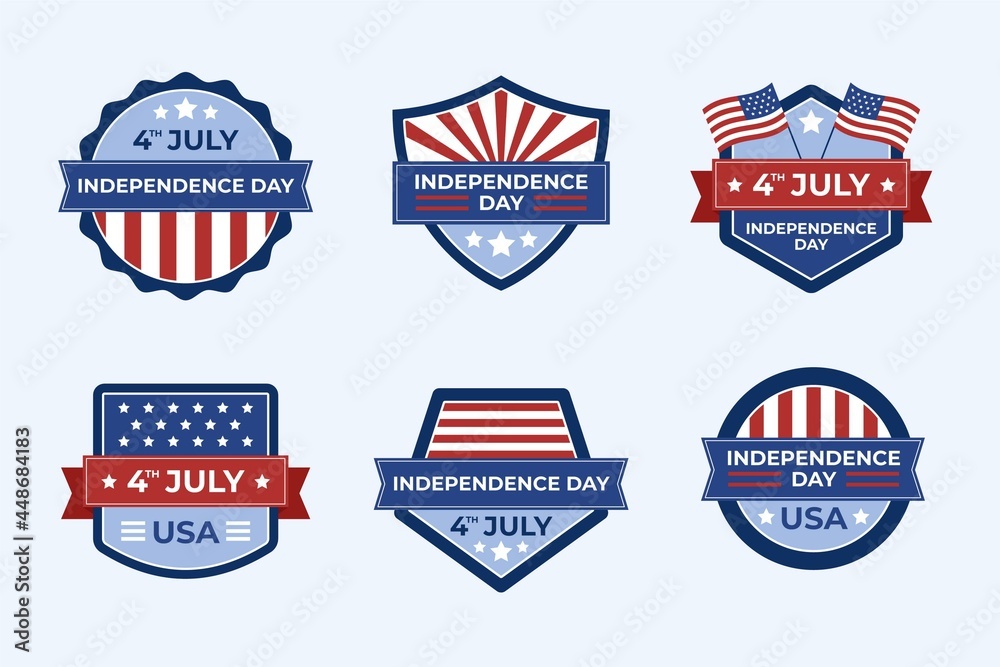 Organic Flat 4th July Independence Day Badge Collection_2
