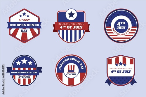 Organic Flat 4th July Independence Day Badge Collection
