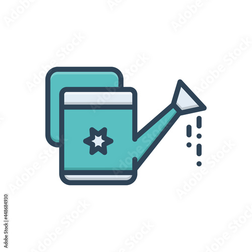 Color illustration icon for watering can 