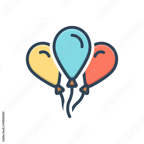Color illustration icon for balloons 
