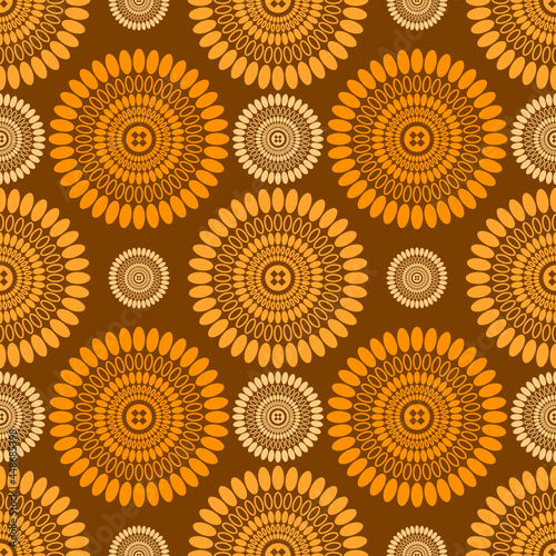 Textile fashion african printed fabric, abstract seamless pattern, vector illustration