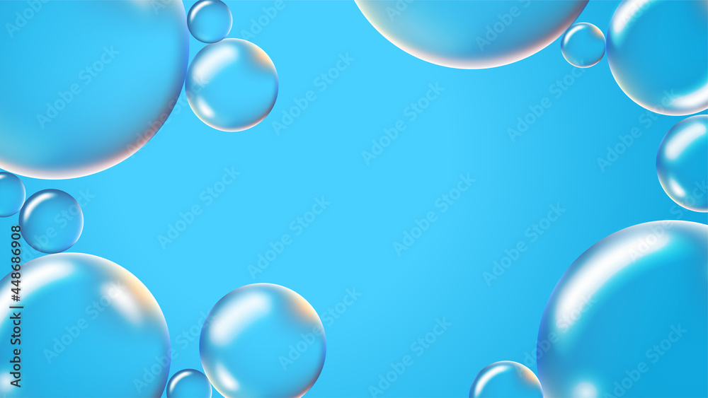 Bubbles aqua blue fresh vector background