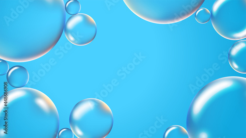 Bubbles aqua blue fresh vector background © Tasphong