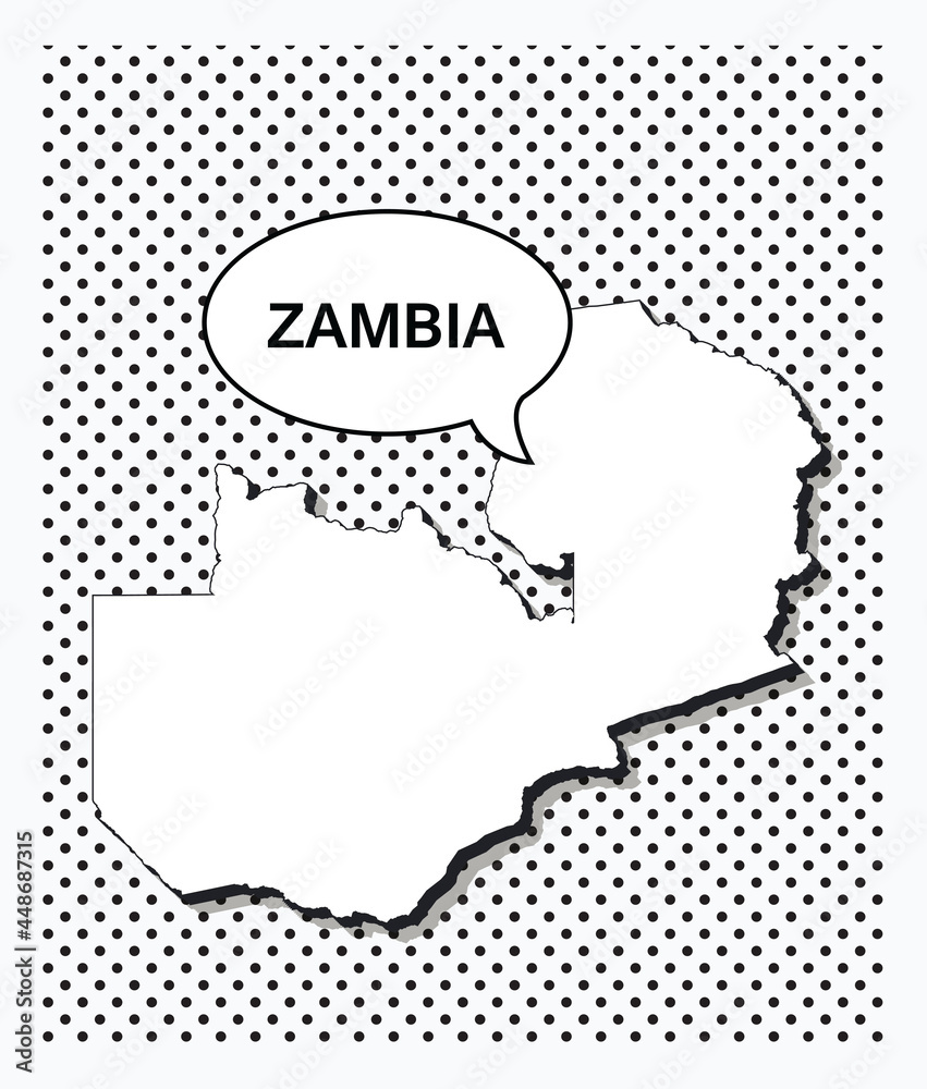 Pop art map of zambia