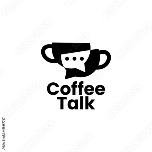coffee talk chat bubble forum community logo vector icon illustration