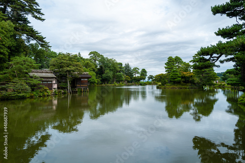                                                     Scenery around Kenrokuen Garden in Kanazawa City  Ishikawa Prefecture  Japan.