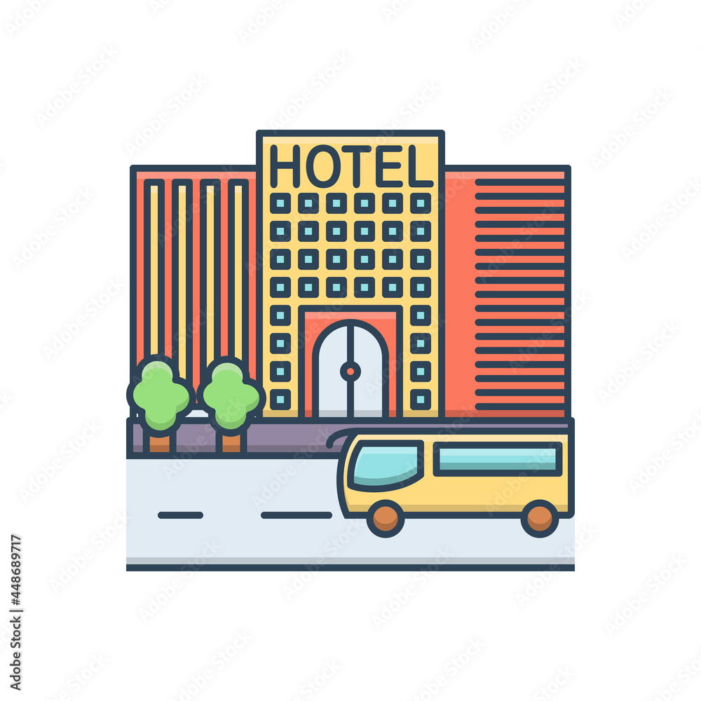 Color illustration icon for hotel travling