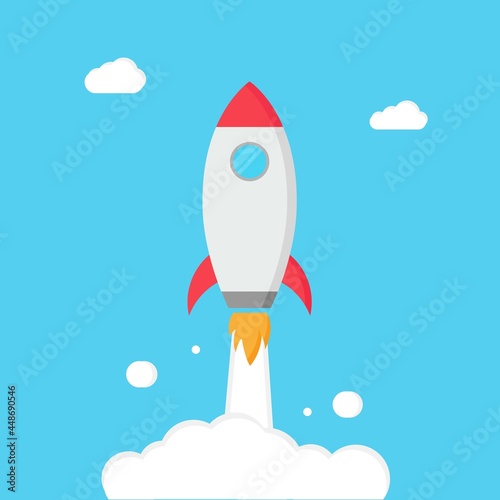 illustration vector graphic of rocket take off into space
