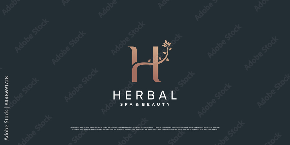 Obraz premium Letter H logo with nature concept Premium Vector