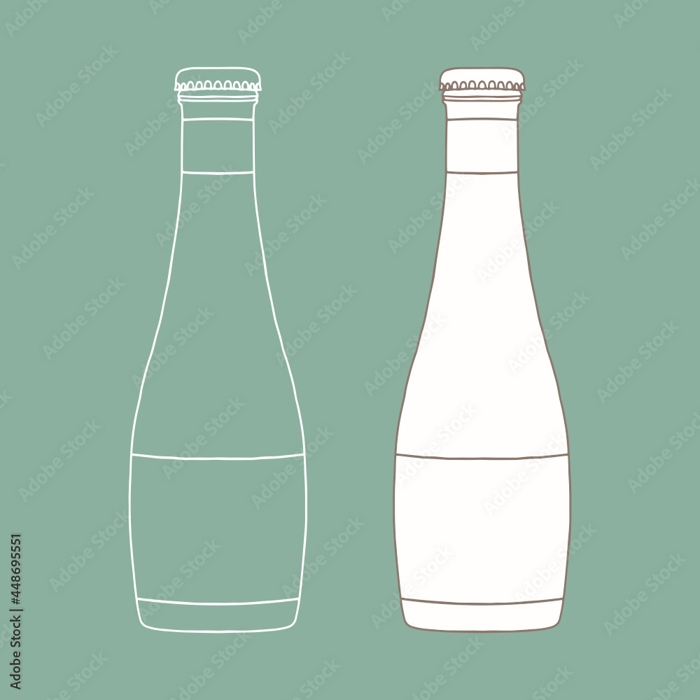 Glasss bottle mockup. Vector illustration of package for liquid. Line design icon. Glasss bottle mockup. Vector illustration of package for liquid. Line design icon.