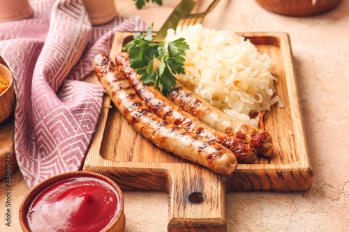 Grilled bratwurst sausages ...