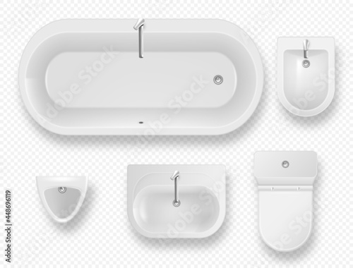 Set of bathroom equipment, modern lavatory items