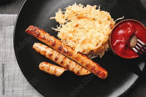 Grilled bratwurst sausages ...
