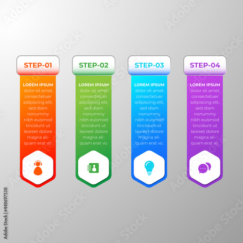 Fold 4 Step Business Infographic Template Vector Graphics