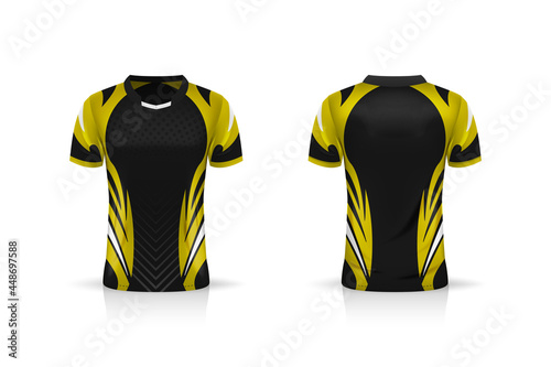 Specification Soccer Sport , Esport Gaming T Shirt Jersey template. mock up uniform . Vector Illustration design