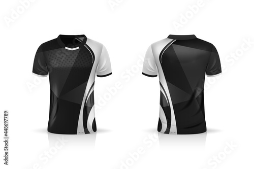 Specification Soccer Sport , Esport Gaming T Shirt Jersey template. mock up uniform . Vector Illustration design