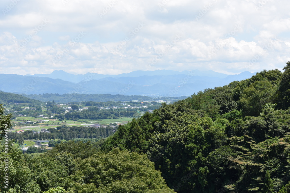 日本　群馬の名所　真田の城　名胡桃城と周辺の風景