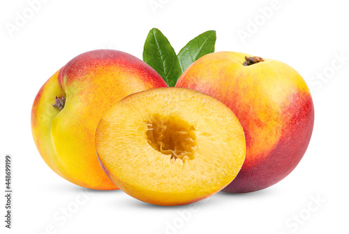 Nectarine fruit isolated on white background.