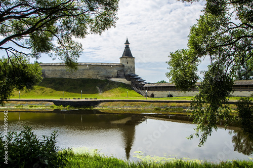 View of the Kutny Koster Tower of the Pskov Kremlin  Pskov  Russia