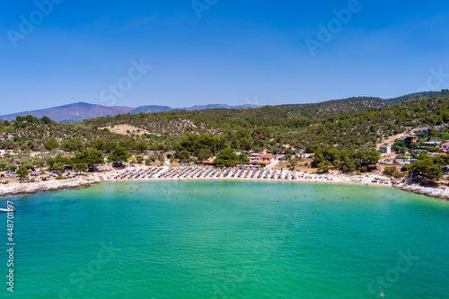 Fototapeta Naklejka Na Ścianę i Meble -  Aerial View of the Psili Ammos beach, at Thassos island, Greece