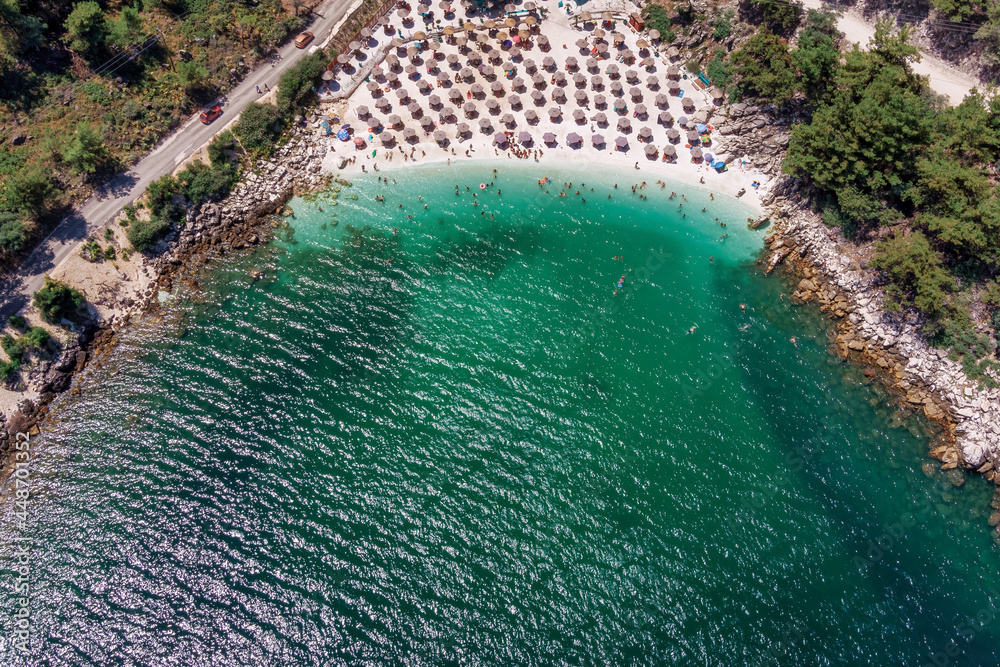 marble beach, Thassos island, Greece.